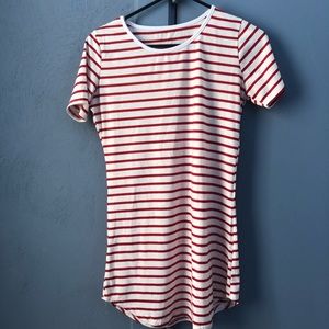 red and white striped dress